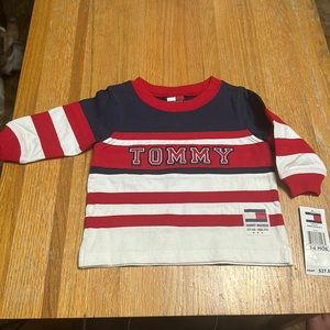 Tommy Hilfiger long sleeve red, white and blue top 3-6 months NWT